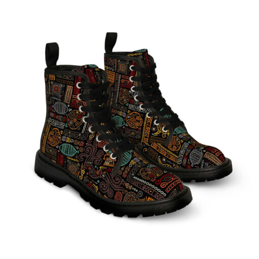 Ethnic Polynesian Ornament Canvas Boots