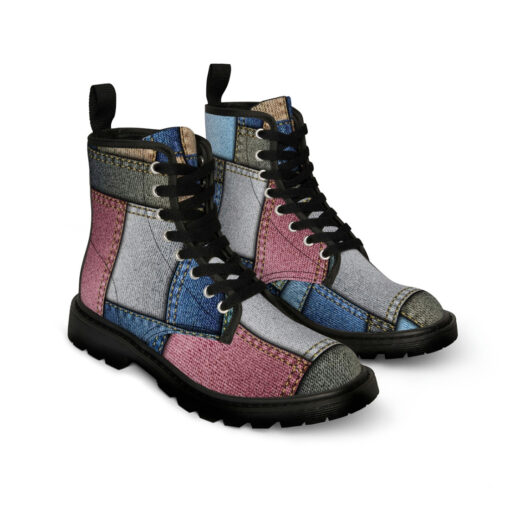 Denim Patchwork Canvas Boots