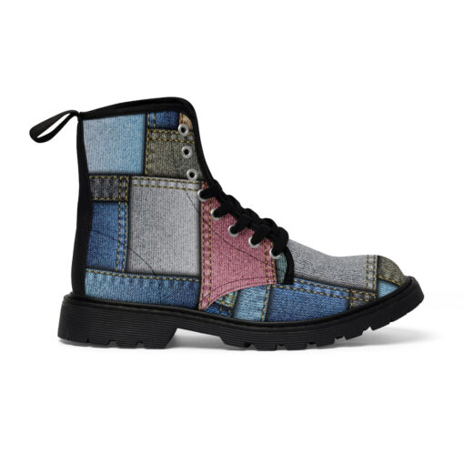 Denim Patchwork Canvas Boots - Image 3