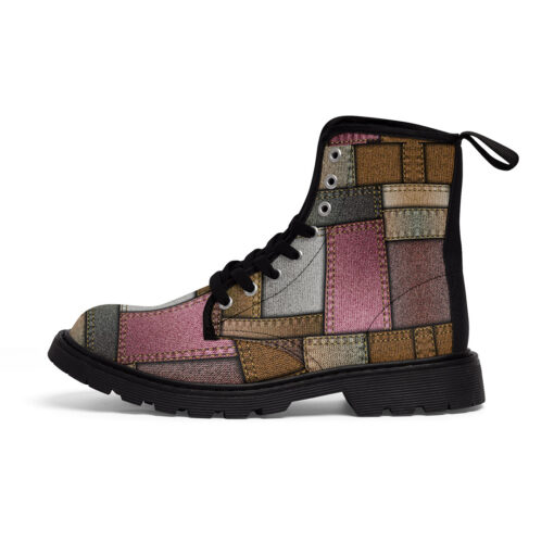 Denim Patchwork Canvas Boots - Image 2