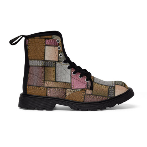 Denim Patchwork Canvas Boots - Image 3