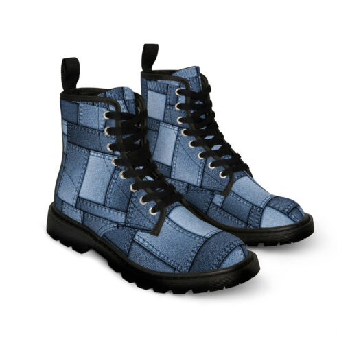 Denim Patchwork Canvas Boots