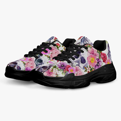 Watercolor Skulls Roses Running Shoes - Image 2