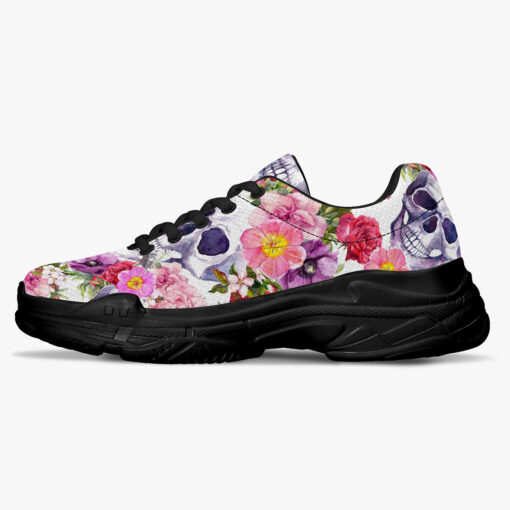 Watercolor Skulls Roses Running Shoes - Image 4