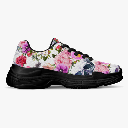 Watercolor Skulls Roses Running Shoes - Image 5