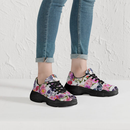 Watercolor Skulls Roses Running Shoes - Image 6