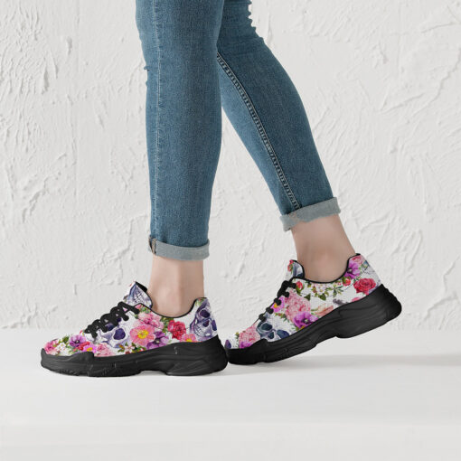 Watercolor Skulls Roses Running Shoes - Image 7