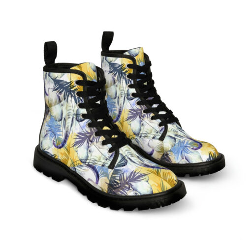 Elephants Exotic Tropical Leaves Canvas Boots