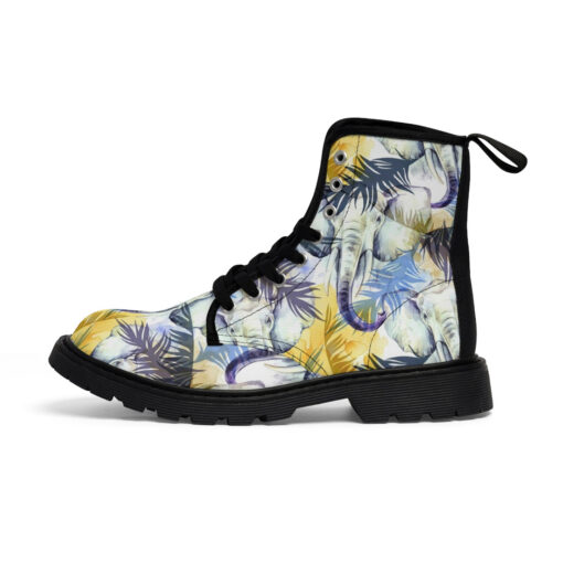 Elephants Exotic Tropical Leaves Canvas Boots - Image 2