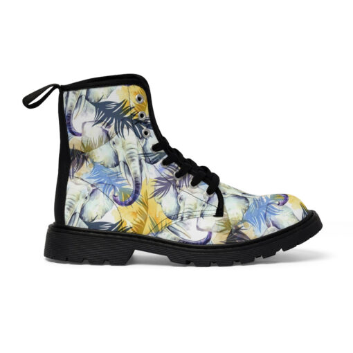 Elephants Exotic Tropical Leaves Canvas Boots - Image 3