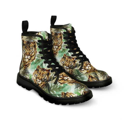 Tigers Exotic Tropical Leaves Canvas Boots