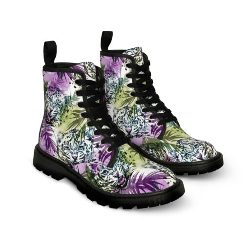 Leopards Exotic Tropical Leaves Canvas Boots