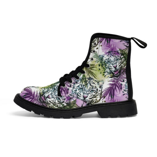 Leopards Exotic Tropical Leaves Canvas Boots - Image 2