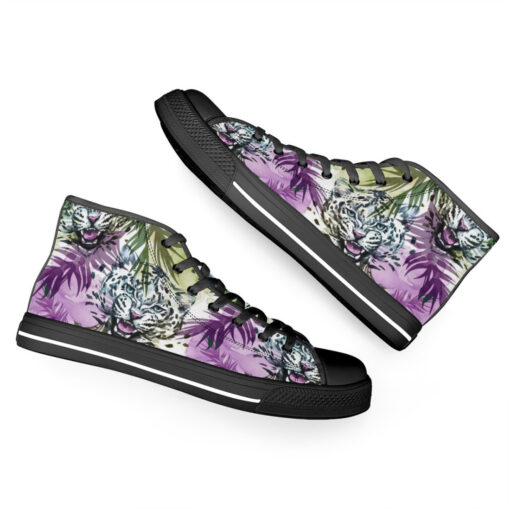 Leopards Exotic Tropical Leaves High-Top Canvas Shoes - Image 6