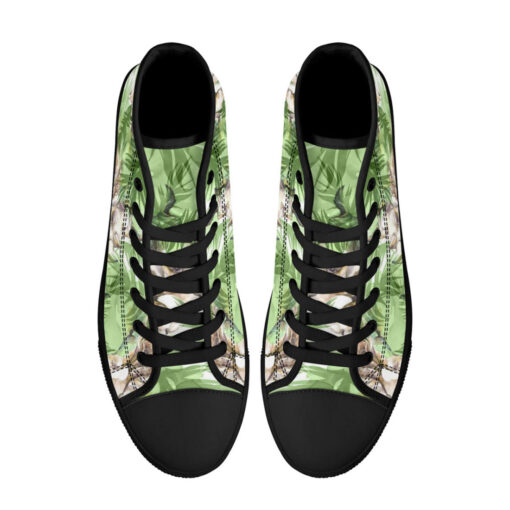 Rhinoceros Exotic Tropical Leaves High-Top Canvas Shoes - Image 3