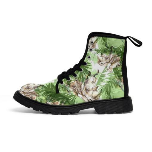 Rhinoceros Exotic Tropical Leaves Canvas Boots - Image 2