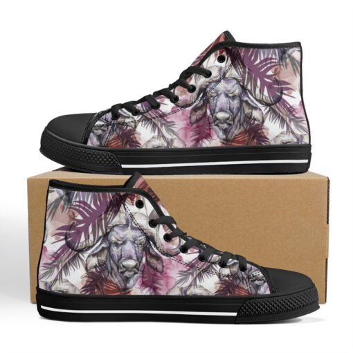 Buffaloes Exotic Tropical Leaves High-Top Canvas Shoes