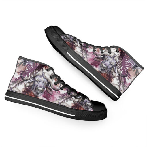 Buffaloes Exotic Tropical Leaves High-Top Canvas Shoes - Image 6