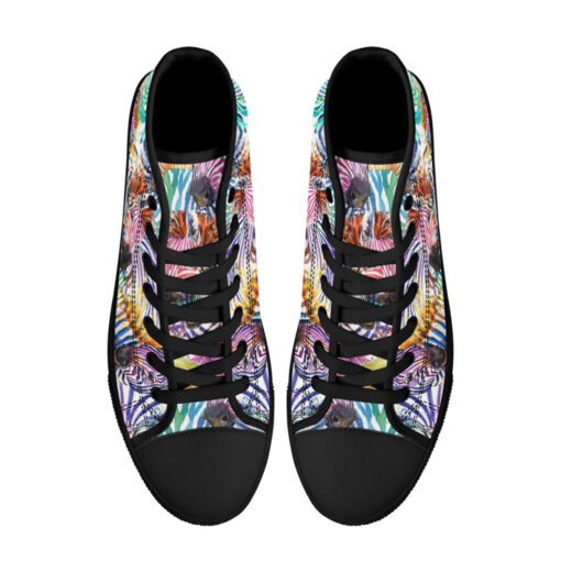 Watercolor Zebra Safari High-Top Canvas Shoes - Image 3