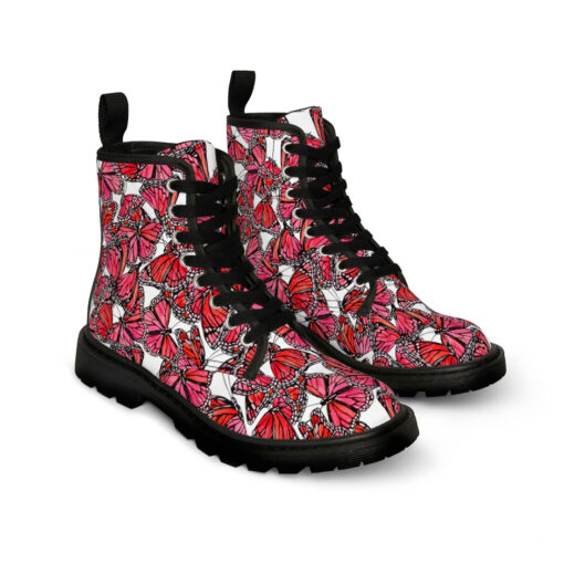 Watercolor Red Butterflies Canvas Boots