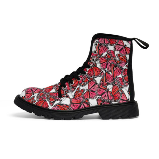 Watercolor Red Butterflies Canvas Boots - Image 2