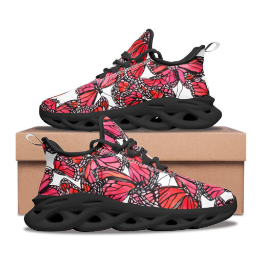 Watercolor Red Butterflies Sports Shoes - Image 2