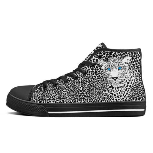 Leopard Art Background High-Top Canvas Shoes - Image 4