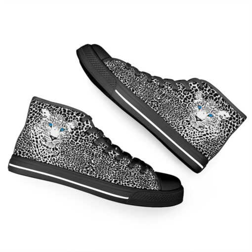 Leopard Art Background High-Top Canvas Shoes - Image 6