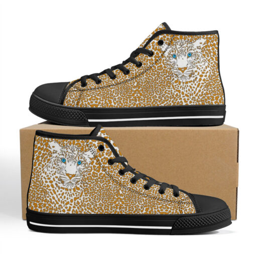 Leopard Art Background High-Top Canvas Shoes