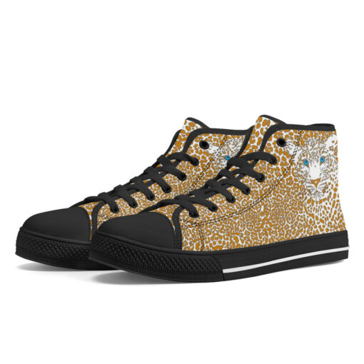 Leopard Art Background High-Top Canvas Shoes - Image 2