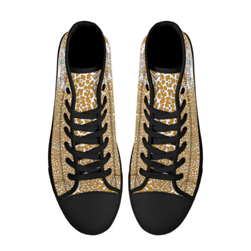 Leopard Art Background High-Top Canvas Shoes - Image 3