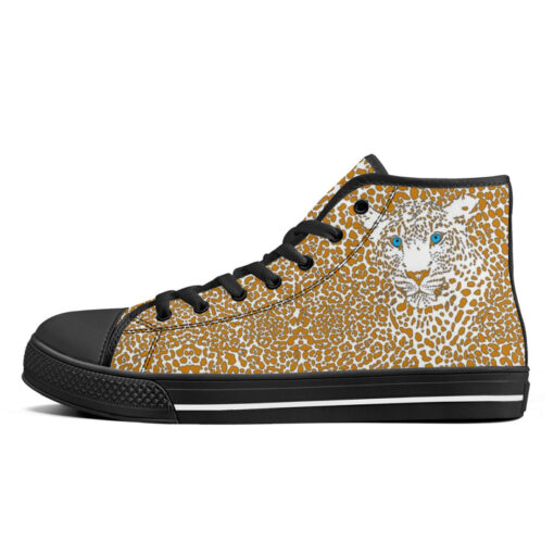 Leopard Art Background High-Top Canvas Shoes - Image 4