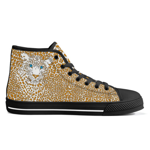 Leopard Art Background High-Top Canvas Shoes - Image 5