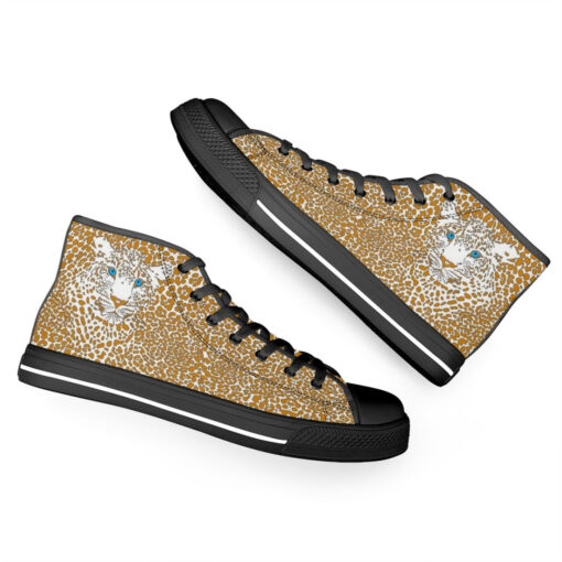 Leopard Art Background High-Top Canvas Shoes - Image 6