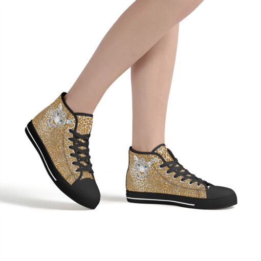 Leopard Art Background High-Top Canvas Shoes - Image 7