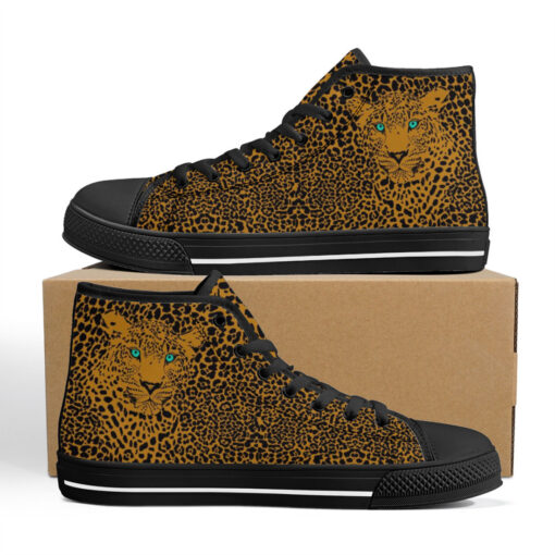 Leopard Art Background High-Top Canvas Shoes