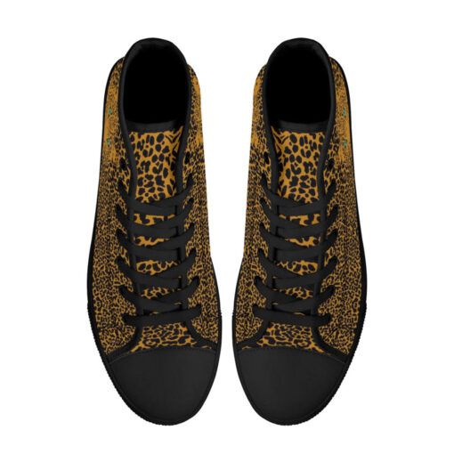 Leopard Art Background High-Top Canvas Shoes - Image 3