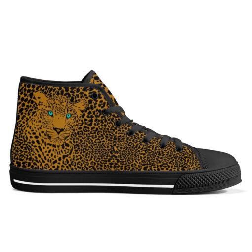 Leopard Art Background High-Top Canvas Shoes - Image 5