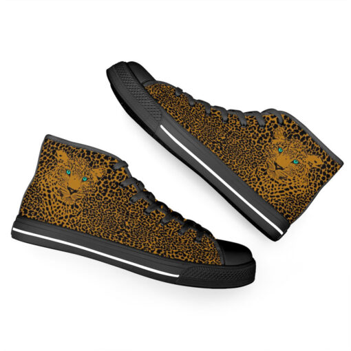 Leopard Art Background High-Top Canvas Shoes - Image 6