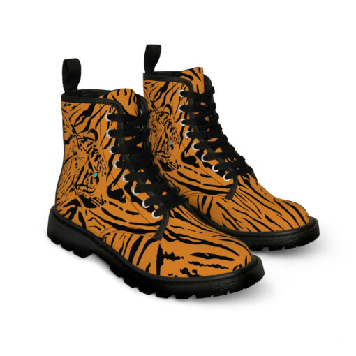 Tiger Art Background Canvas Boots