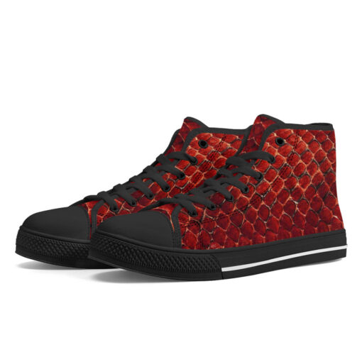 Red Snake Texture High-Top Canvas Shoes - Image 2