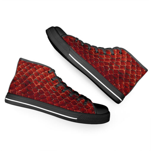 Red Snake Texture High-Top Canvas Shoes - Image 6