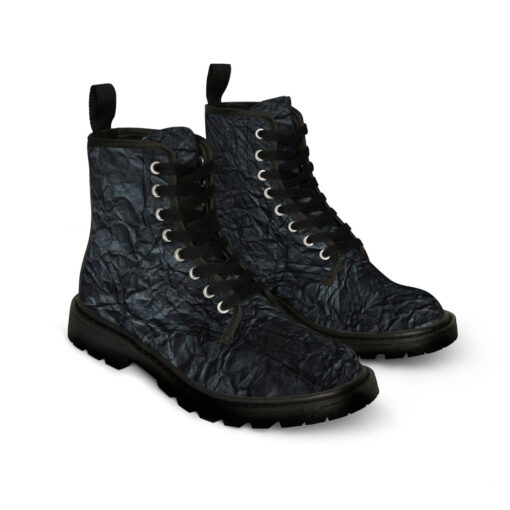 Black Crumpled Paper Canvas Boots