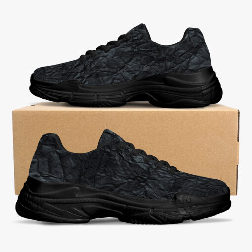 Black Crumpled Paper Running Shoes