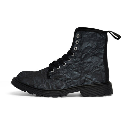 Black Crumpled Paper Canvas Boots - Image 2