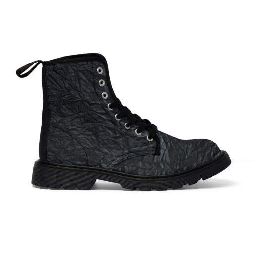 Black Crumpled Paper Canvas Boots - Image 3