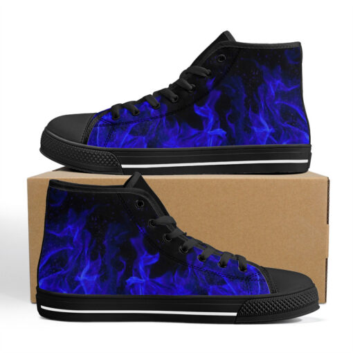 Blue Fire High-Top Canvas Shoes