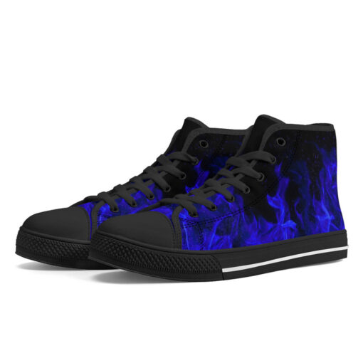 Blue Fire High-Top Canvas Shoes - Image 2