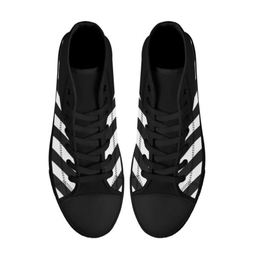 Black and White Stripes High-Top Canvas Shoes - Image 3