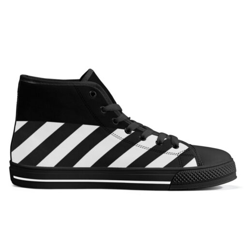 Black and White Stripes High-Top Canvas Shoes - Image 5